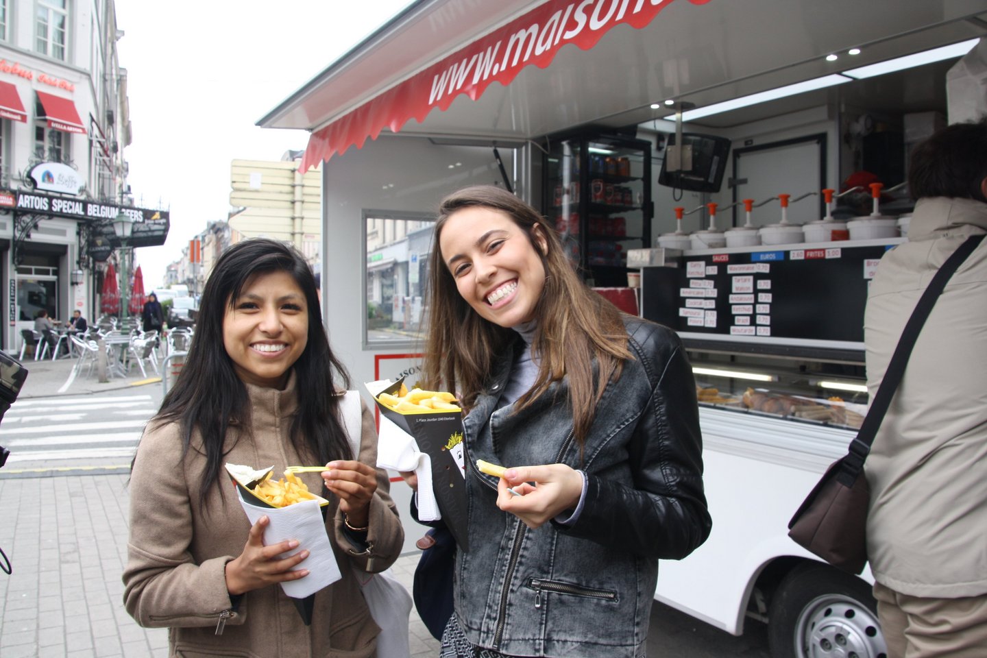 Two female students with belgian fries