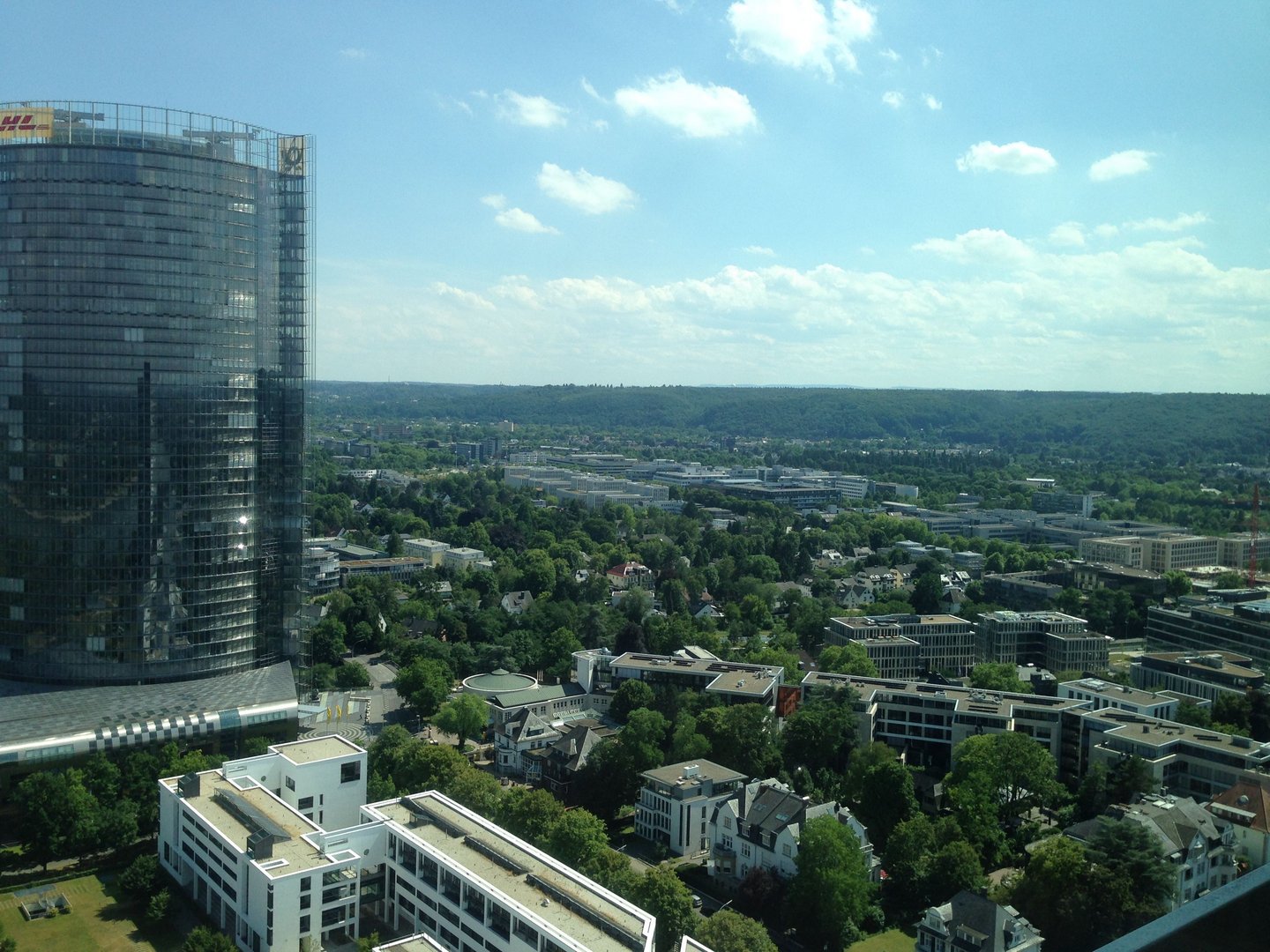 View on bonn and the rhine from the top of a building of the UN-Campus