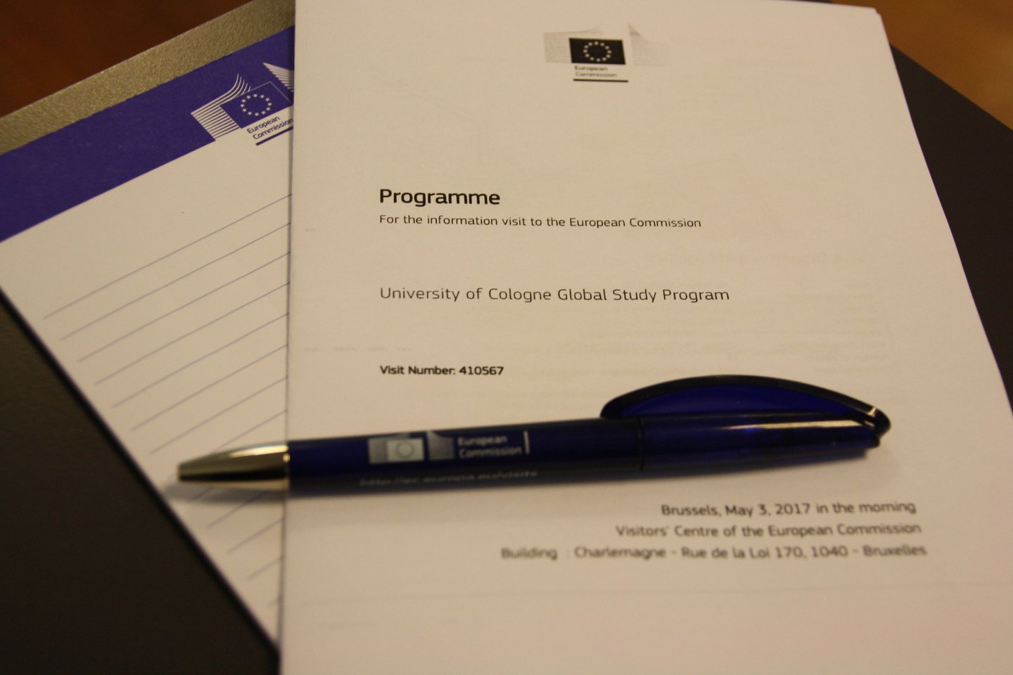 Front page of a program brochure for the information visit to the European Commision