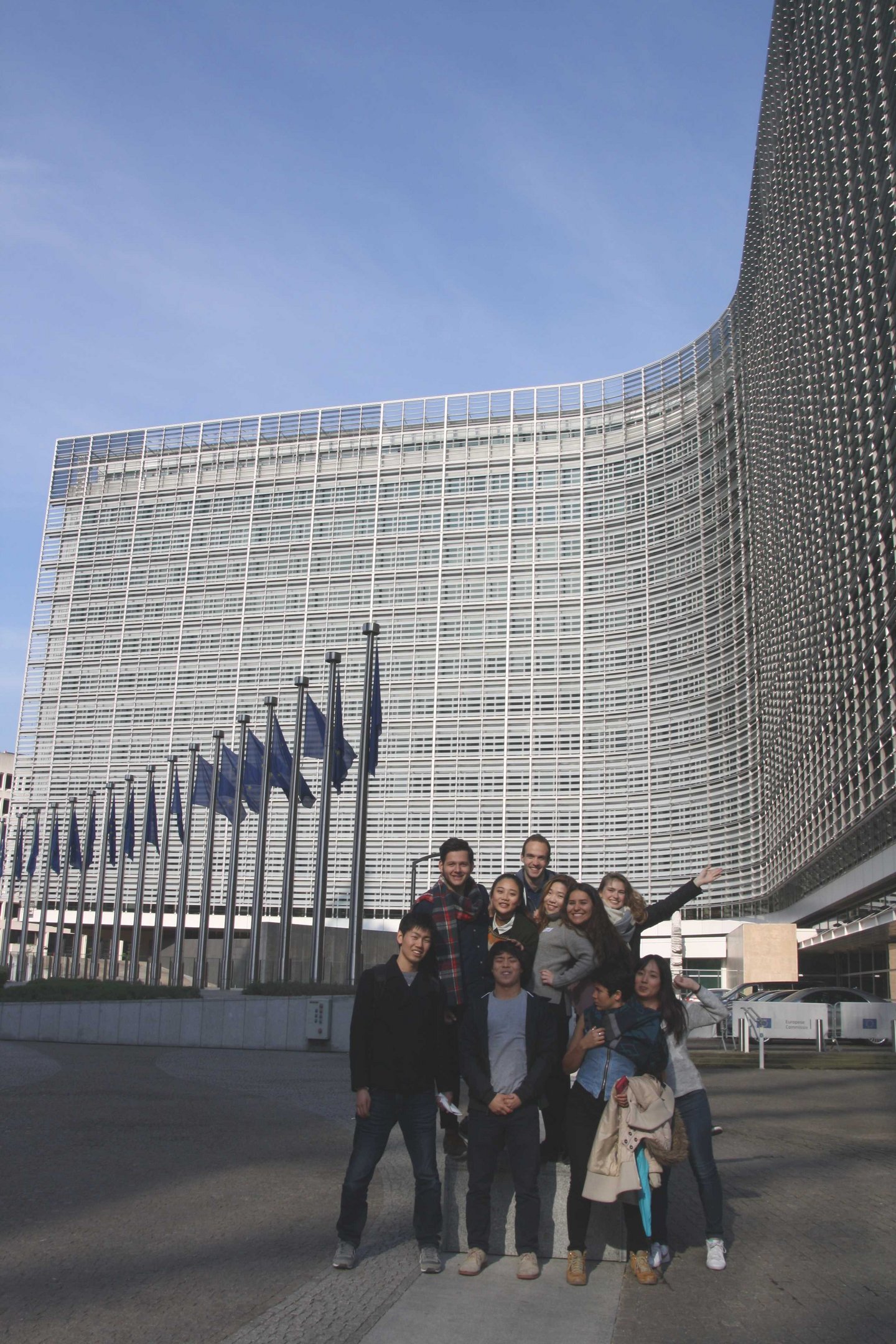 Group picture in front of the EU Parliament