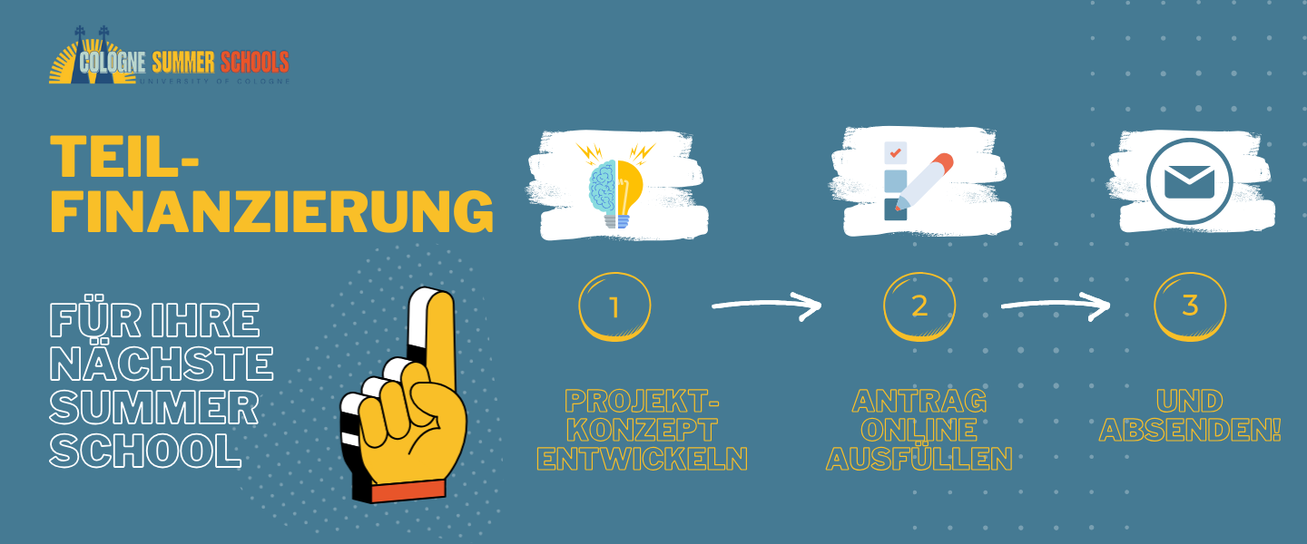Text und Symbole für Projektausschreibung Summer Schools