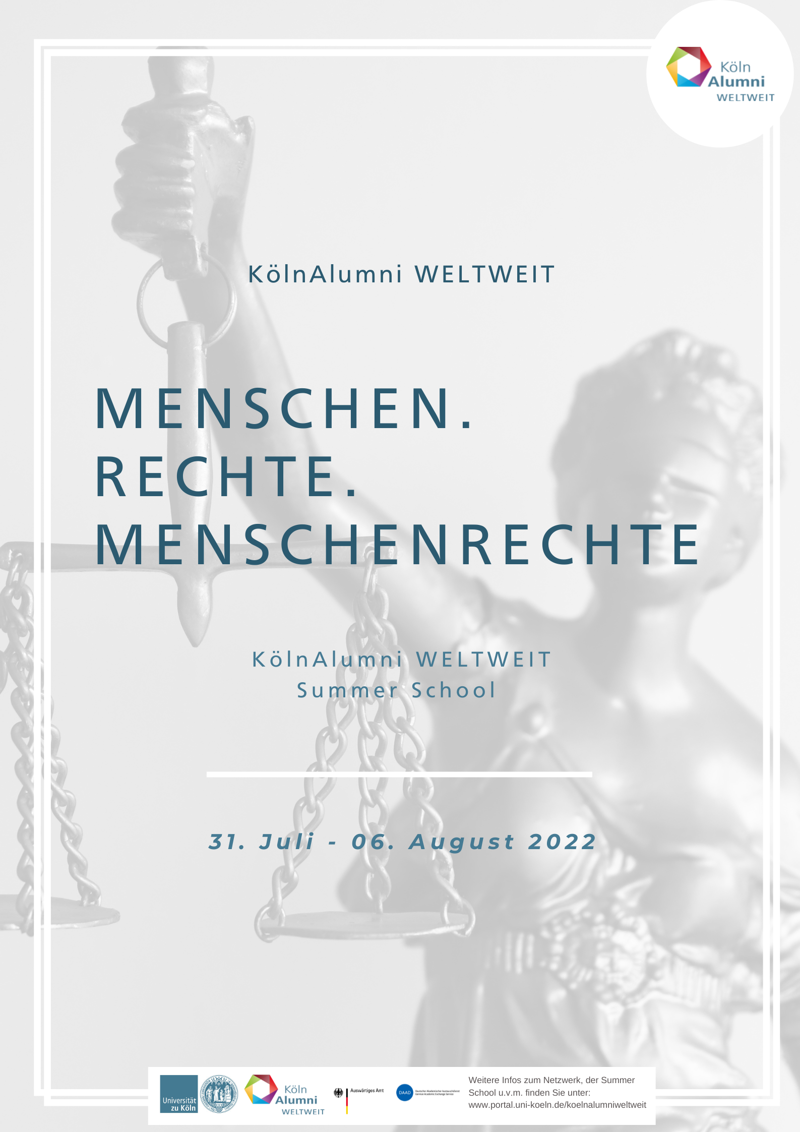 Poster zur KAW Summer School 2022 - Menschen. Rechte. Menschenrechte