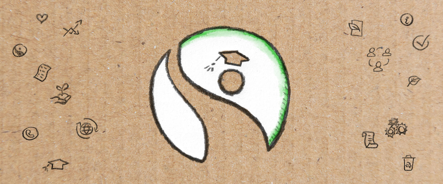Zeichnung Jin und Jang mit integriertem Dokorhut
